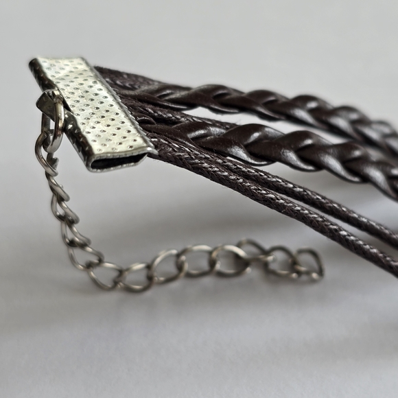 Bracelet with Peace sign, infinity symbol, and tree charms brown silver tone - Picture 7 of 8